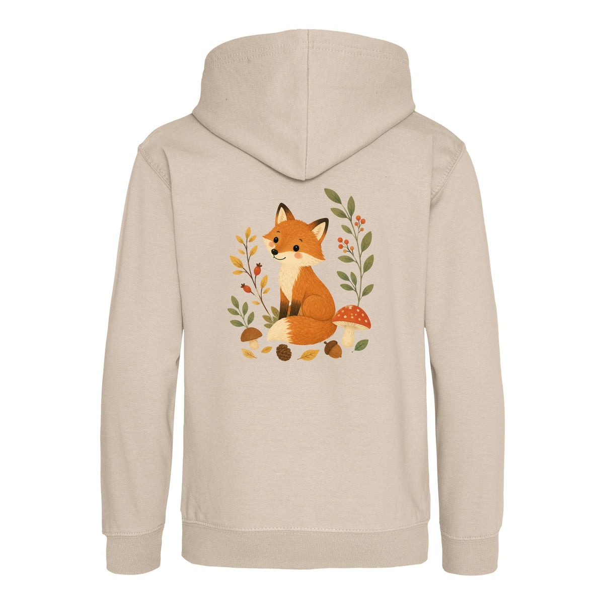 Fox Among the Toadstools Kids' Hoodie - Once Upon a Woodland Natural Stone colour variant image