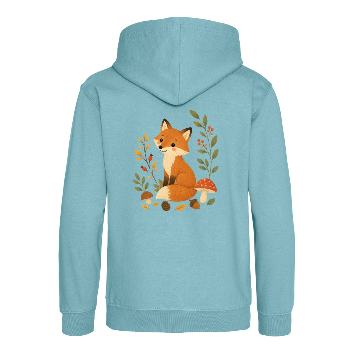 Fox Among the Toadstools Kids' Hoodie - Once Upon a Woodland Seafoam colour variant image
