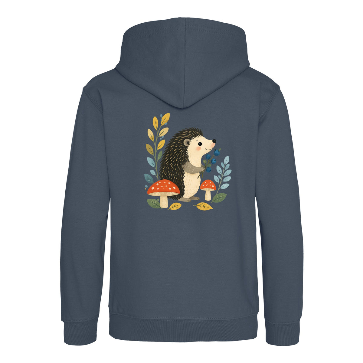 Hedgehog's Berry Harvest Kids' Hoodie - Once Upon a Woodland Airforce Blue colour variant image