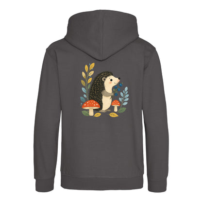 Hedgehog's Berry Harvest Kids' Hoodie - Once Upon a Woodland Charcoal colour variant image