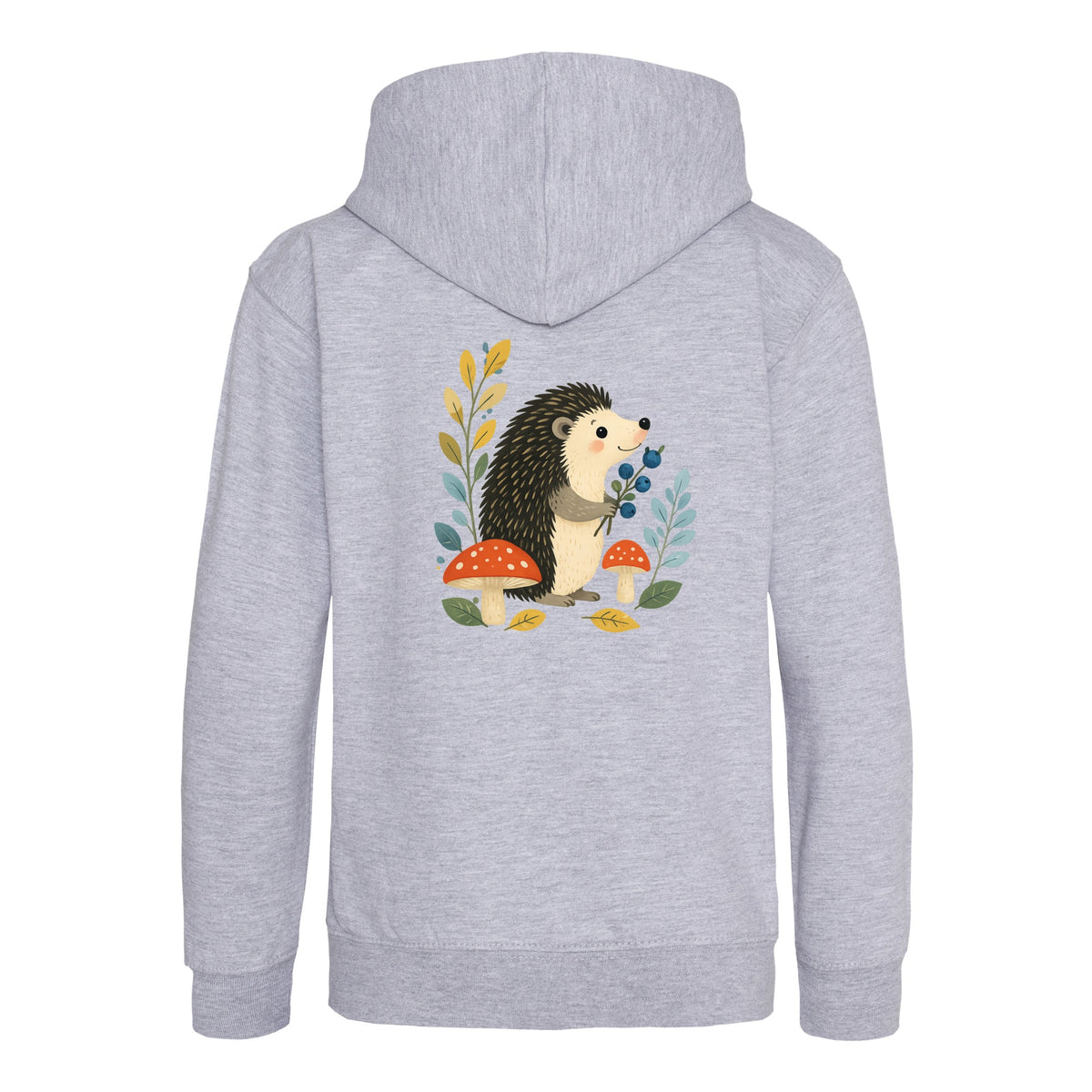 Hedgehog's Berry Harvest Kids' Hoodie - Once Upon a Woodland Heather Grey colour variant image