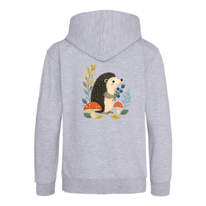 Hedgehog's Berry Harvest Kids' Hoodie - Once Upon a Woodland Heather Grey colour variant image