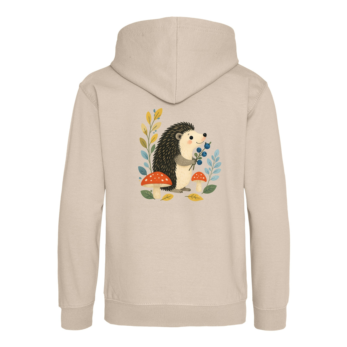 Hedgehog's Berry Harvest Kids' Hoodie - Once Upon a Woodland Natural Stone colour variant image