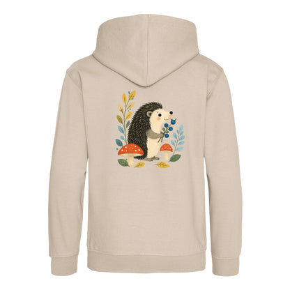 Hedgehog's Berry Harvest Kids' Hoodie - Once Upon a Woodland Natural Stone colour variant image