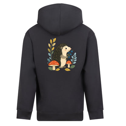 Hedgehog's Berry Harvest Kids' Hoodie - Once Upon a Woodland Solid Charcoal colour variant image