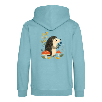 Hedgehog's Berry Harvest Kids' Hoodie - Once Upon a Woodland Seafoam colour variant image