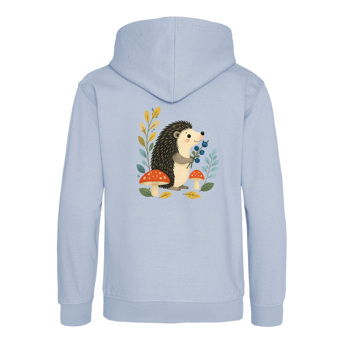 Hedgehog's Berry Harvest Kids' Hoodie - Once Upon a Woodland Sky Blue colour variant image