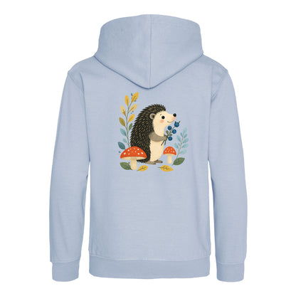 Hedgehog's Berry Harvest Kids' Hoodie - Once Upon a Woodland Sky Blue colour variant image