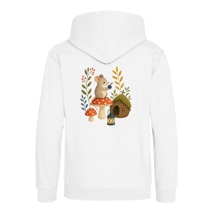 Mouse at Mushroom Cottage Kids' Hoodie - Once Upon a Woodland Arctic White colour variant image