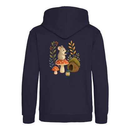 Mouse at Mushroom Cottage Kids' Hoodie - Once Upon a Woodland French Navy colour variant image