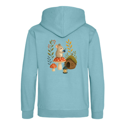 Mouse at Mushroom Cottage Kids' Hoodie - Once Upon a Woodland Seafoam colour variant image