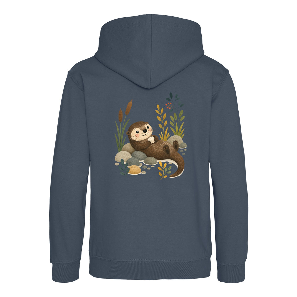 Otter by the Reeds Kids' Hoodie - Once Upon a Woodland Airforce Blue colour variant image