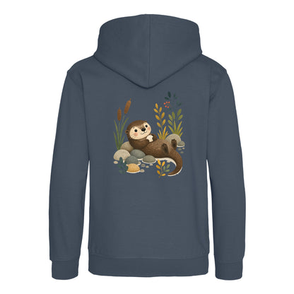 Otter by the Reeds Kids' Hoodie - Once Upon a Woodland Airforce Blue colour variant image
