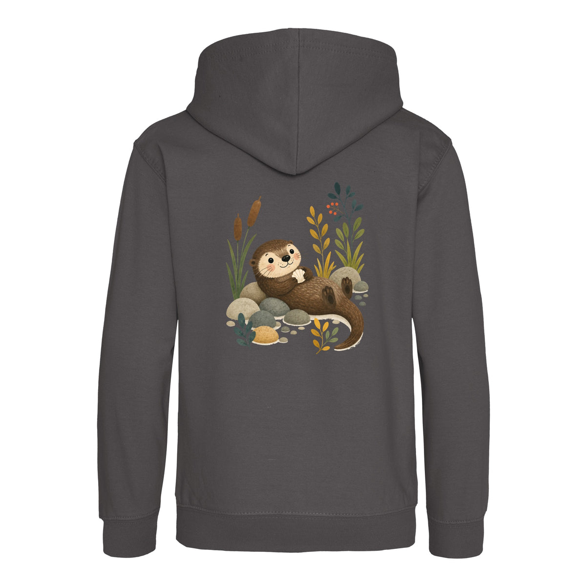 Otter by the Reeds Kids' Hoodie - Once Upon a Woodland Charcoal colour variant image