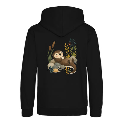 Otter by the Reeds Kids' Hoodie - Once Upon a Woodland Deep Black colour variant image