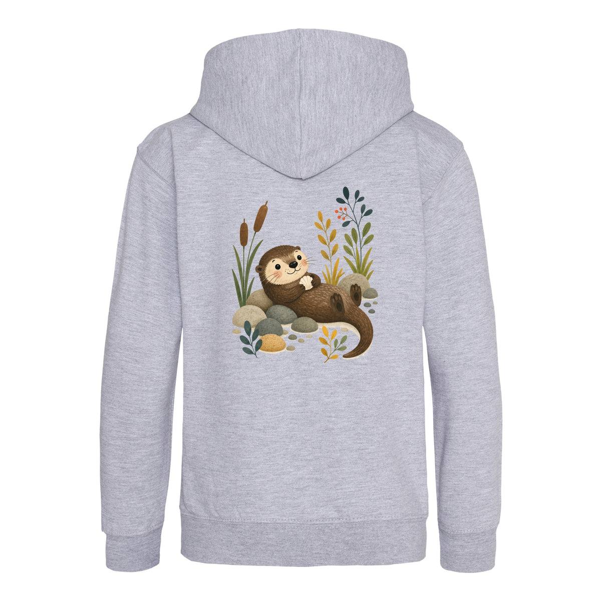 Otter by the Reeds Kids' Hoodie - Once Upon a Woodland Heather Grey colour variant image