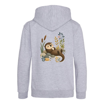 Otter by the Reeds Kids' Hoodie - Once Upon a Woodland Heather Grey colour variant image