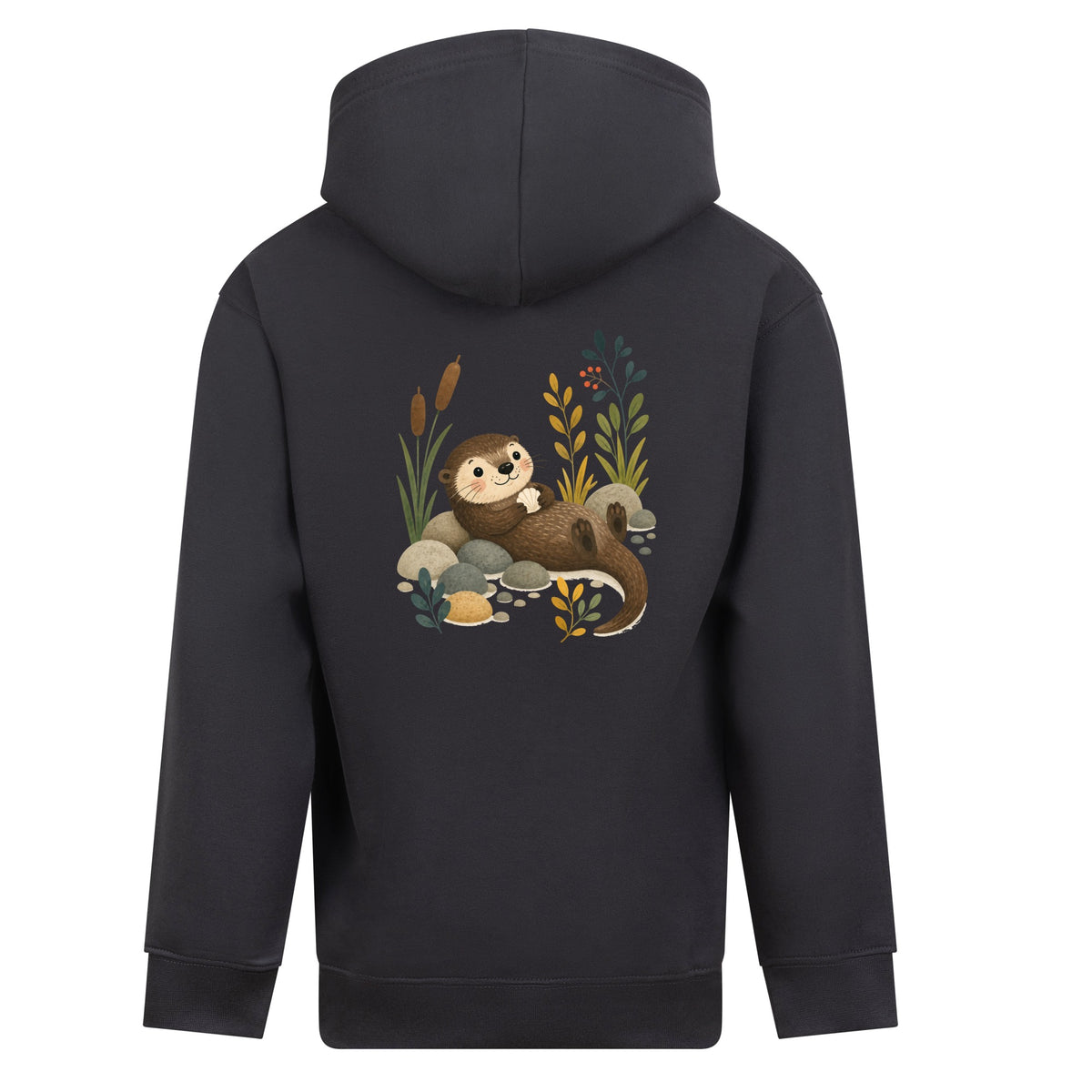 Otter by the Reeds Kids' Hoodie - Once Upon a Woodland Solid Charcoal colour variant image