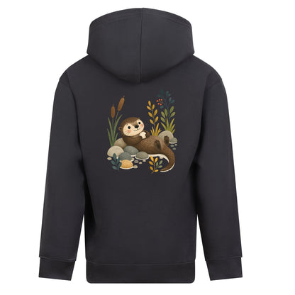 Otter by the Reeds Kids' Hoodie - Once Upon a Woodland Solid Charcoal colour variant image