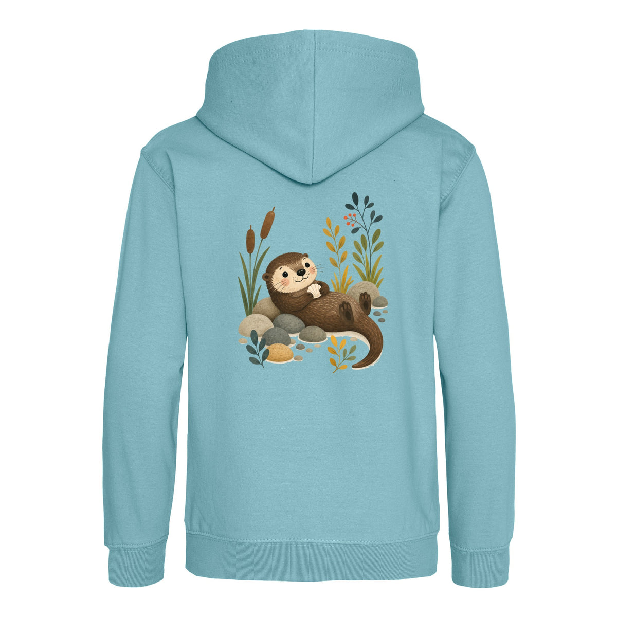 Otter by the Reeds Kids' Hoodie - Once Upon a Woodland Seafoam colour variant image