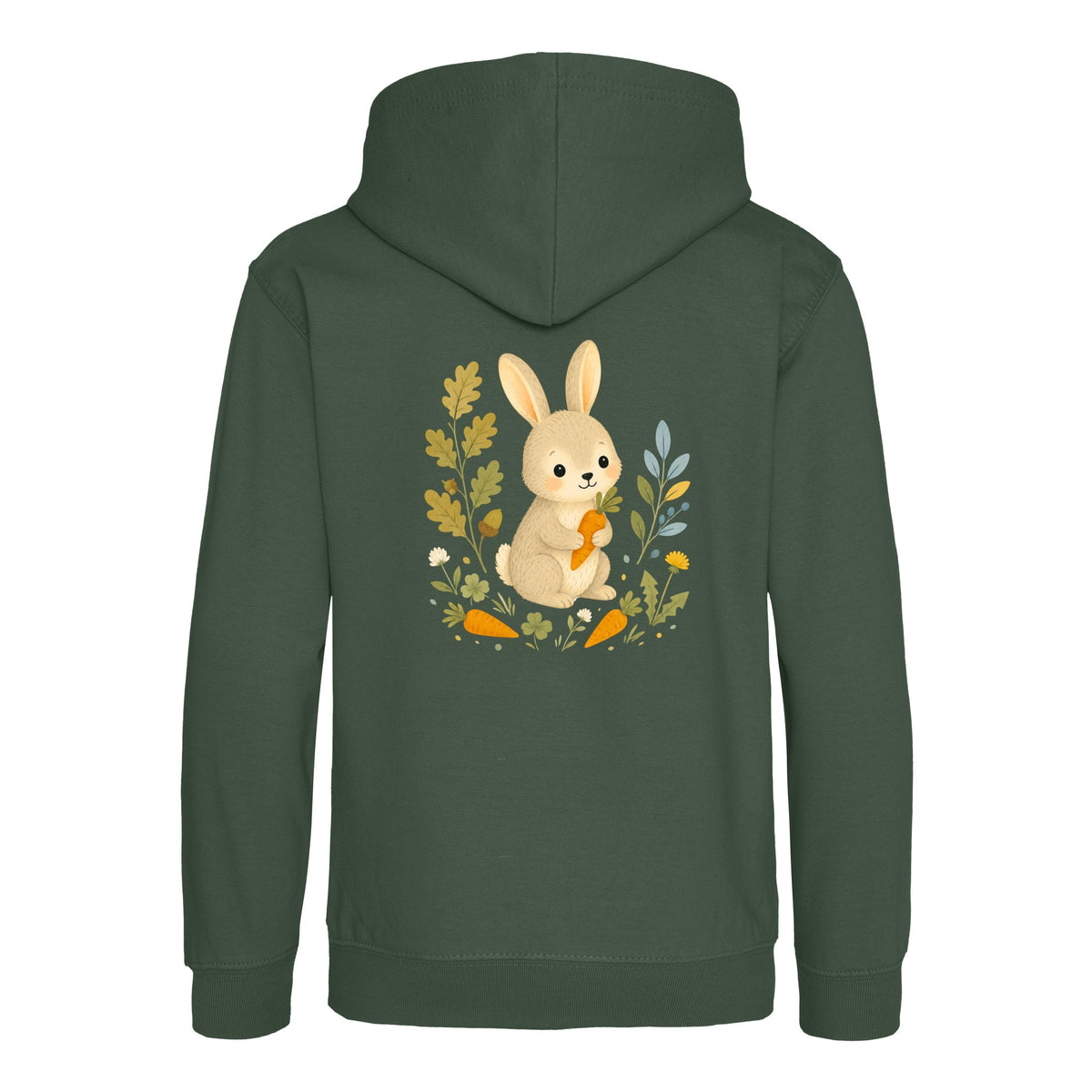 Rabbit's Carrot Patch Kids' Hoodie - Once Upon a Woodland Bottle Green colour variant image