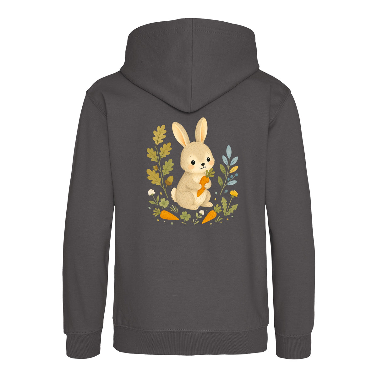 Rabbit's Carrot Patch Kids' Hoodie - Once Upon a Woodland Charcoal colour variant image