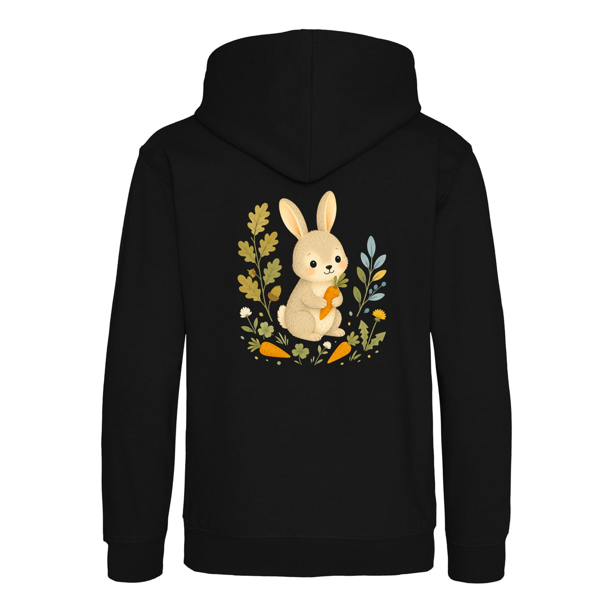 Rabbit's Carrot Patch Kids' Hoodie - Once Upon a Woodland Deep Black colour variant image