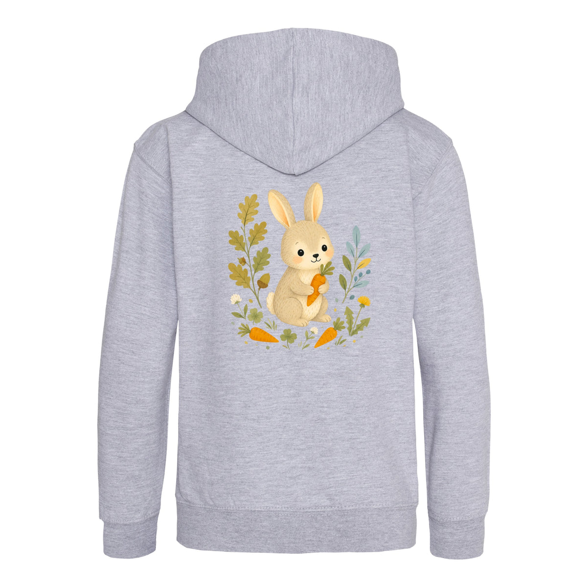 Rabbit's Carrot Patch Kids' Hoodie - Once Upon a Woodland Heather Grey colour variant image