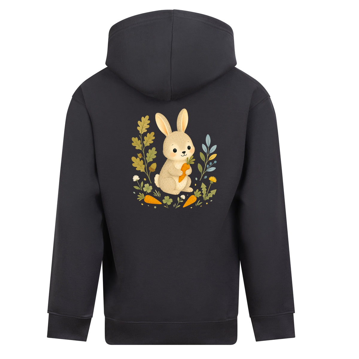 Rabbit's Carrot Patch Kids' Hoodie - Once Upon a Woodland Solid Charcoal colour variant image