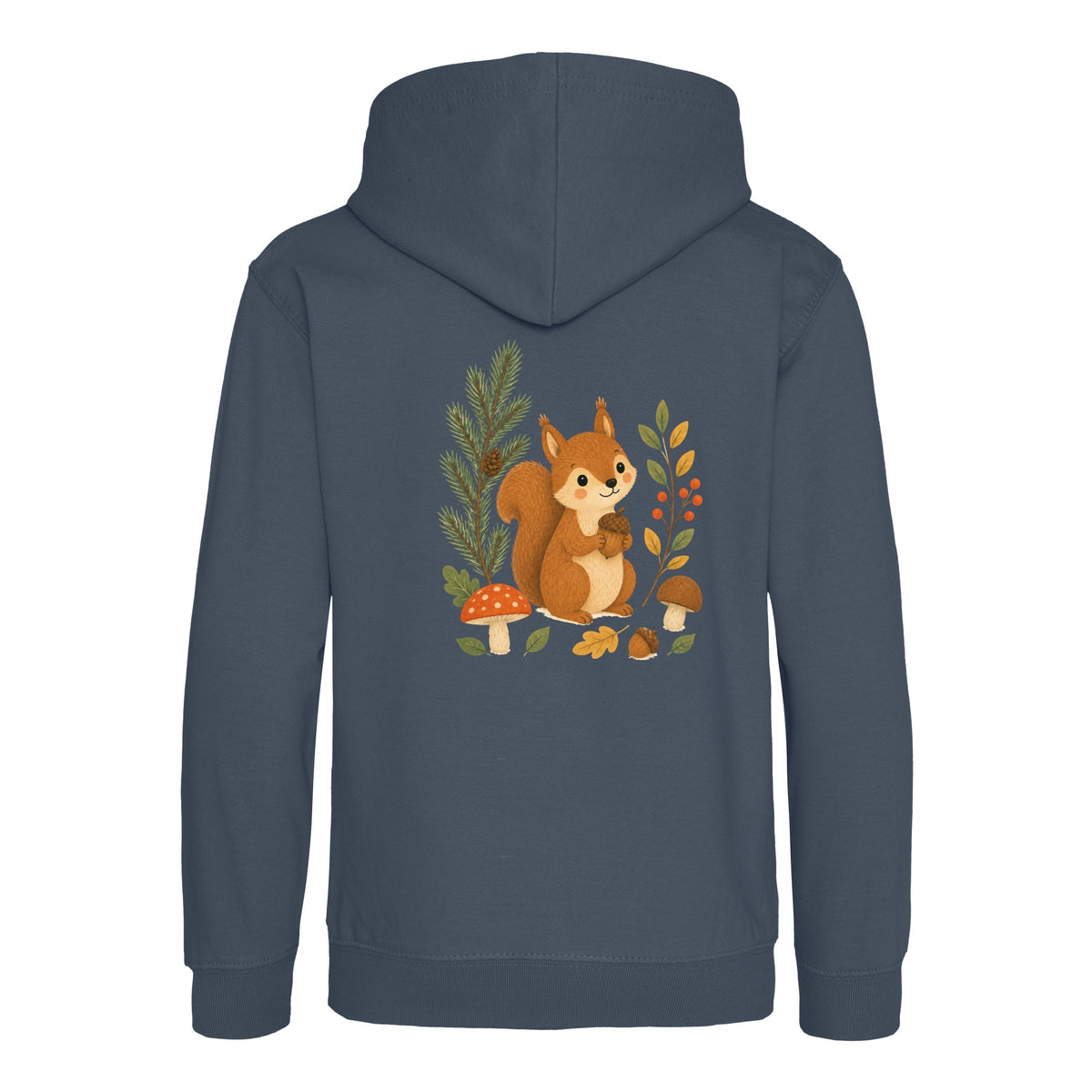 Squirrel's Autumn Store Kids' Hoodie - Once Upon a Woodland Airforce Blue colour variant image