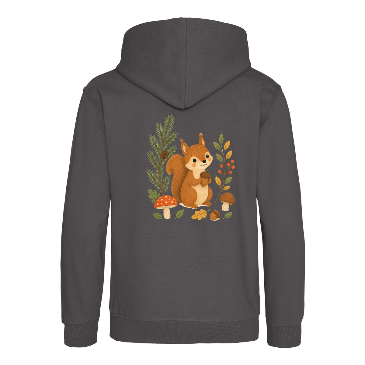 Squirrel's Autumn Store Kids' Hoodie - Once Upon a Woodland Charcoal colour variant image