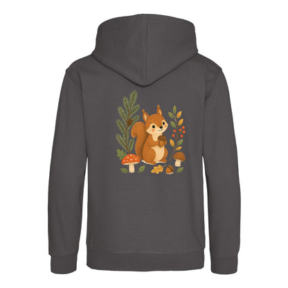 Squirrel's Autumn Store Kids' Hoodie - Once Upon a Woodland Charcoal colour variant image