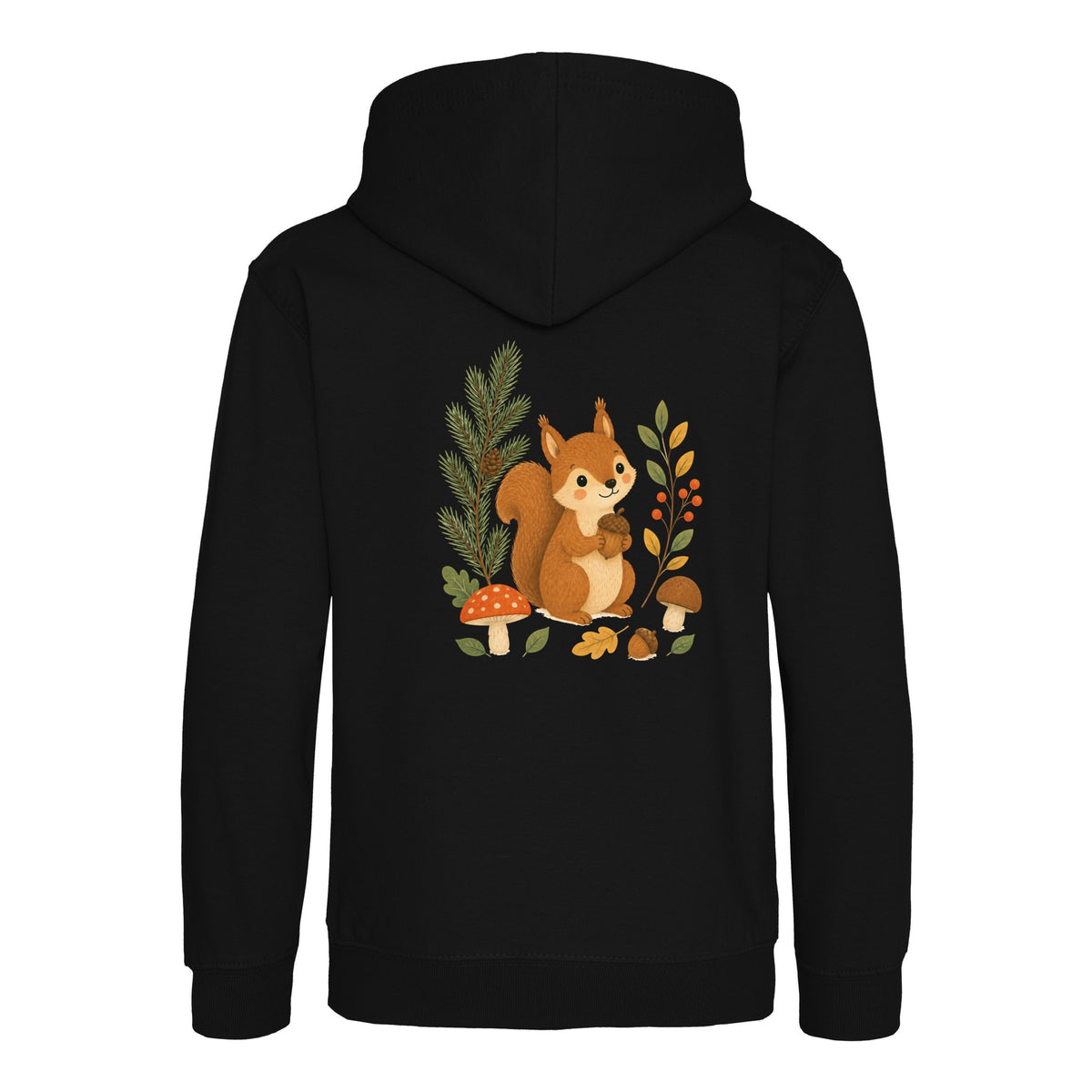 Squirrel's Autumn Store Kids' Hoodie - Once Upon a Woodland Deep Black colour variant image