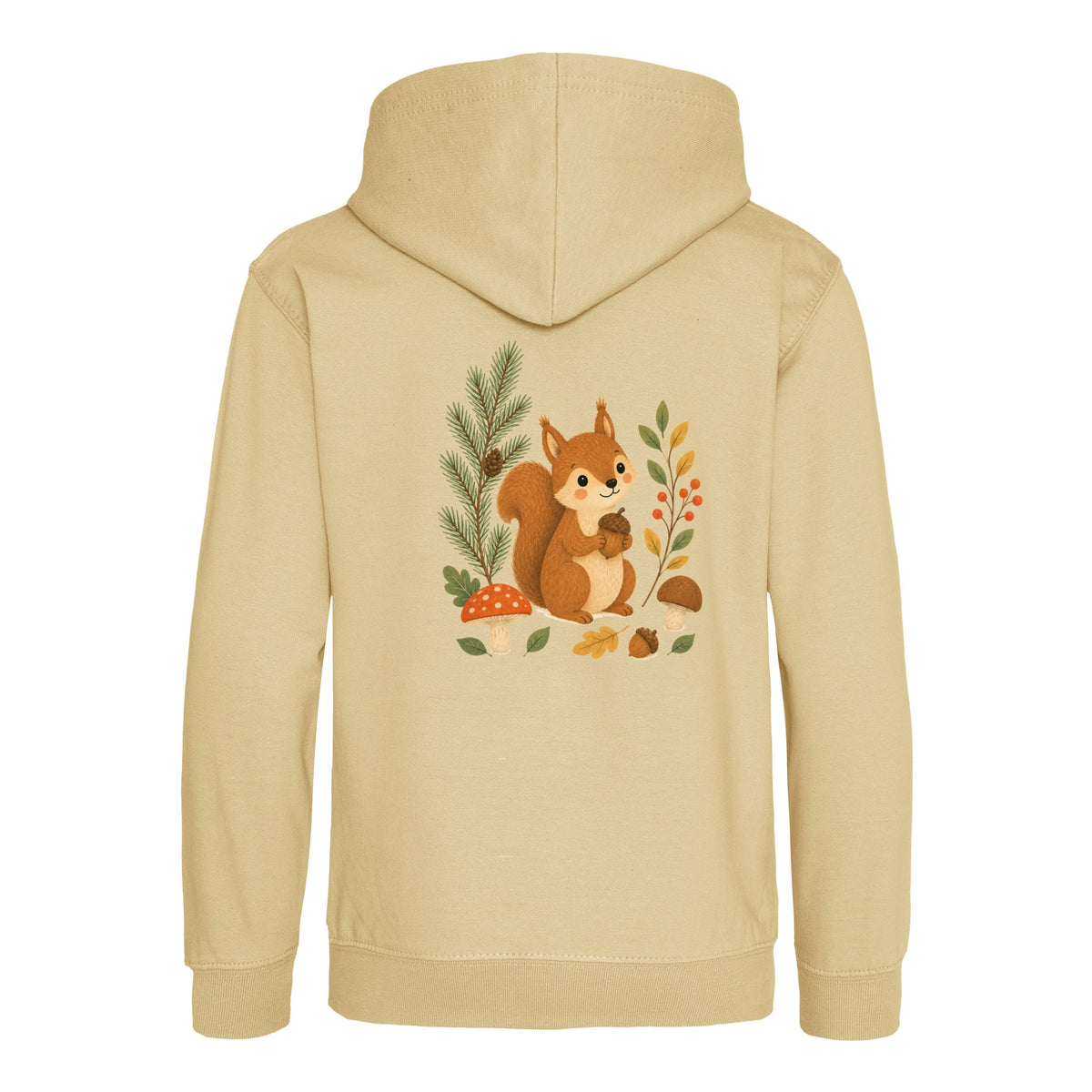 Squirrel's Autumn Store Kids' Hoodie - Once Upon a Woodland Desert Sand colour variant image