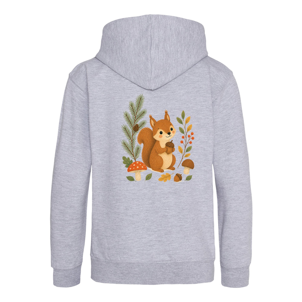 Squirrel's Autumn Store Kids' Hoodie - Once Upon a Woodland Heather Grey colour variant image
