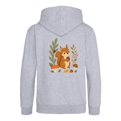 Squirrel's Autumn Store Kids' Hoodie - Once Upon a Woodland Heather Grey colour variant image