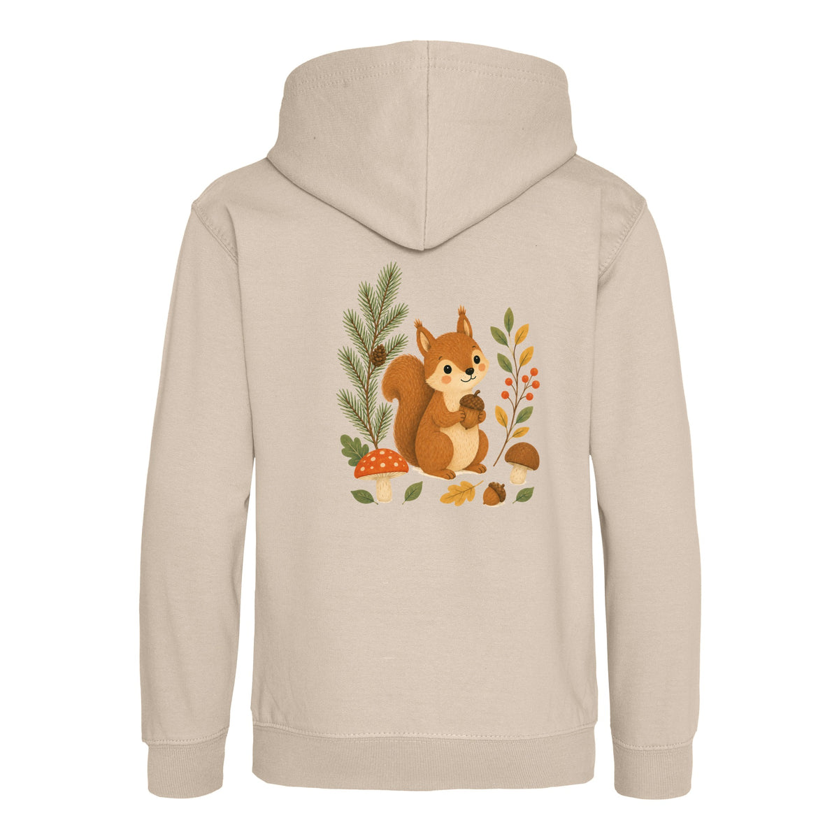 Squirrel's Autumn Store Kids' Hoodie - Once Upon a Woodland Natural Stone colour variant image