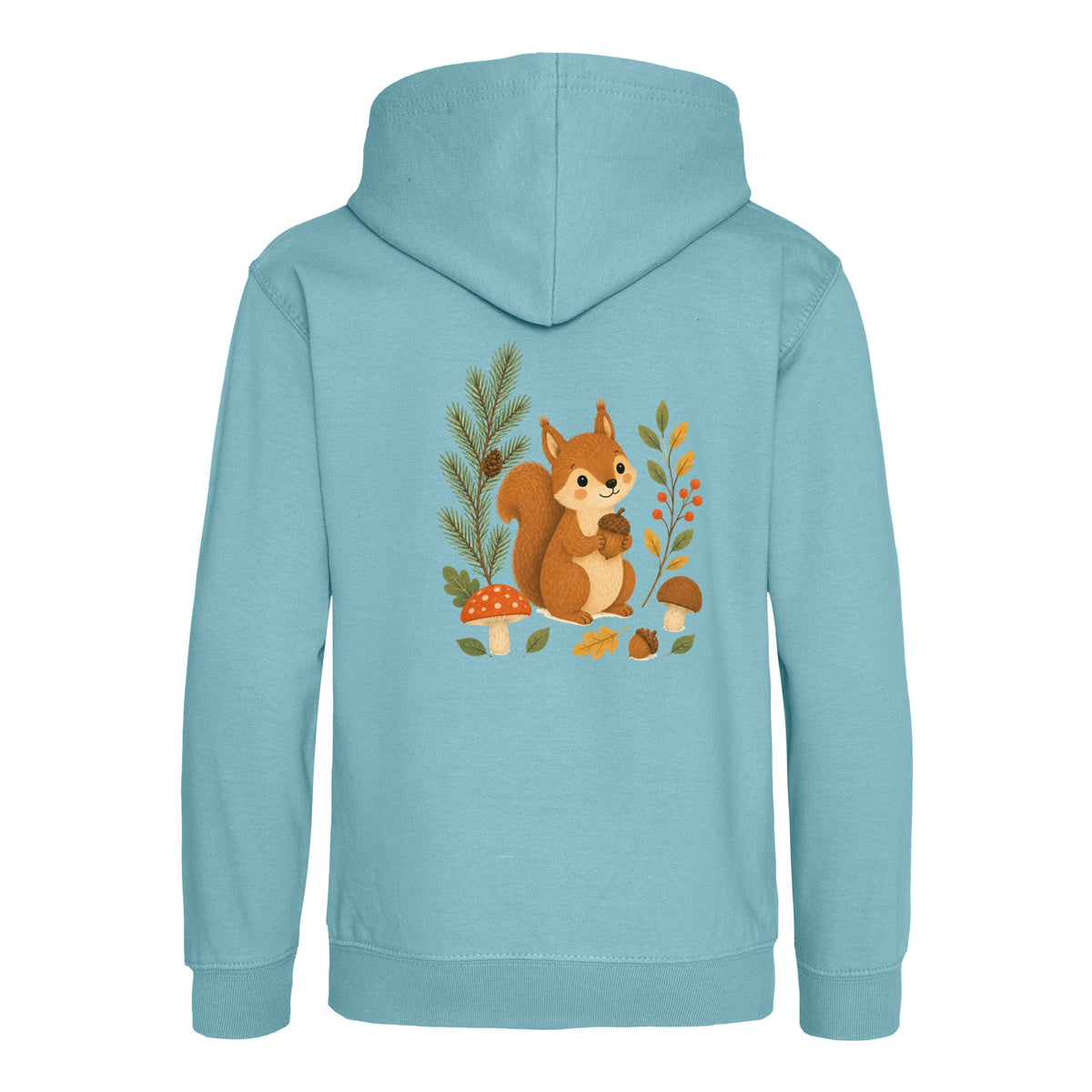 Squirrel's Autumn Store Kids' Hoodie - Once Upon a Woodland Seafoam colour variant image