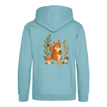 Squirrel's Autumn Store Kids' Hoodie - Once Upon a Woodland Seafoam colour variant image