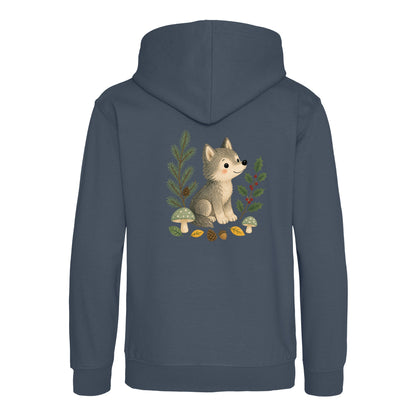 Wolf in the Winter Wood Kids' Hoodie - Once Upon a Woodland Airforce Blue colour variant image