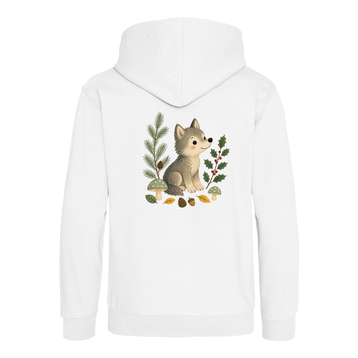 Wolf in the Winter Wood Kids' Hoodie - Once Upon a Woodland Arctic White colour variant image