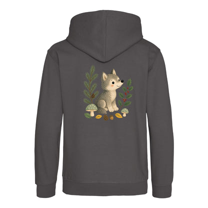 Wolf in the Winter Wood Kids' Hoodie - Once Upon a Woodland Charcoal colour variant image
