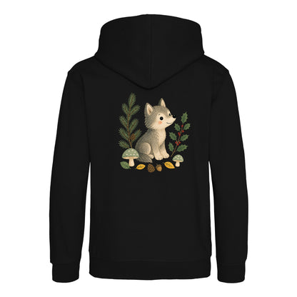 Wolf in the Winter Wood Kids' Hoodie - Once Upon a Woodland Deep Black colour variant image
