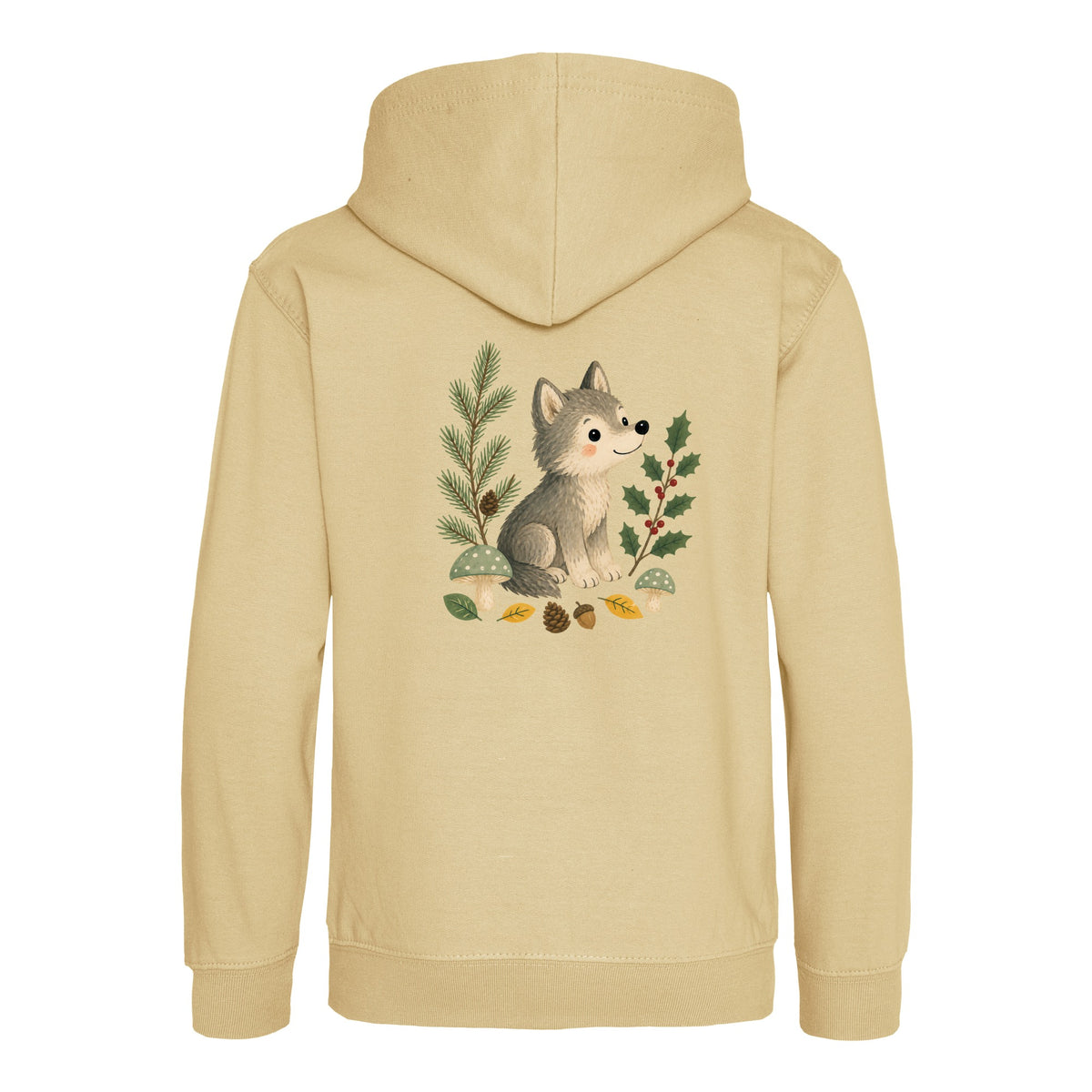 Wolf in the Winter Wood Kids' Hoodie - Once Upon a Woodland Desert Sand colour variant image