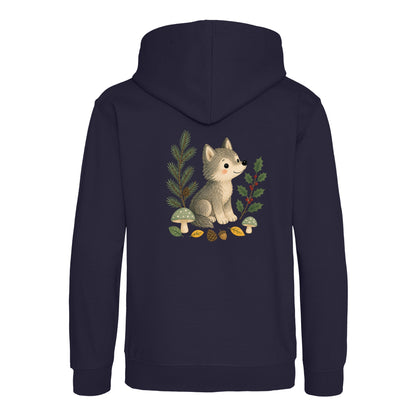Wolf in the Winter Wood Kids' Hoodie - Once Upon a Woodland French Navy colour variant image
