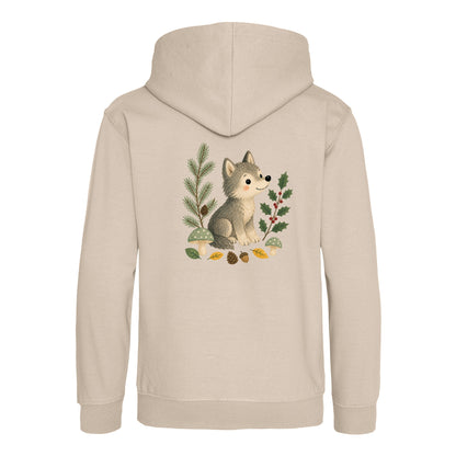 Wolf in the Winter Wood Kids' Hoodie - Once Upon a Woodland Natural Stone colour variant image