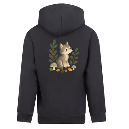 Wolf in the Winter Wood Kids' Hoodie - Once Upon a Woodland Solid Charcoal colour variant image