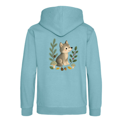 Wolf in the Winter Wood Kids' Hoodie - Once Upon a Woodland Seafoam colour variant image
