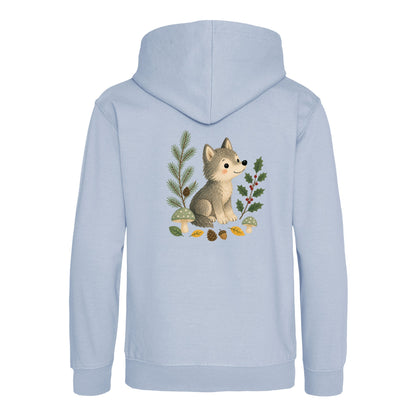 Wolf in the Winter Wood Kids' Hoodie - Once Upon a Woodland Sky Blue colour variant image