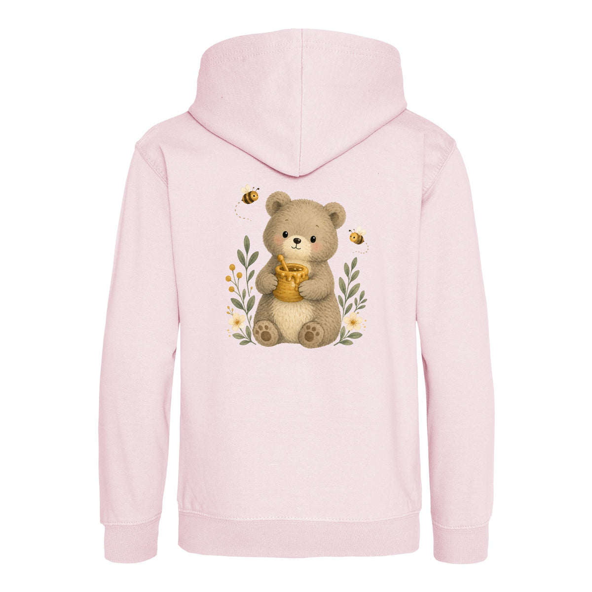 Bear and the Honey Bees Kids' Hoodie - Once Upon a Woodland Baby Pink colour variant image